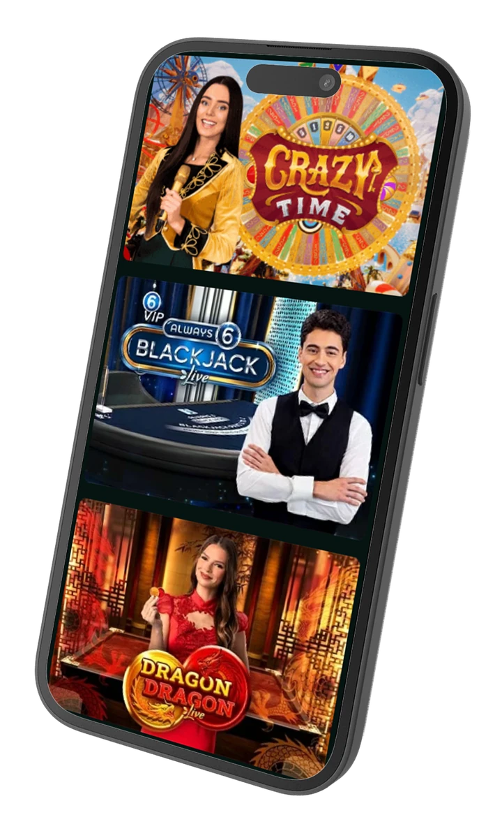 Time4Bets mobile online casino lobby interface with slots and table games on smartphone screen
