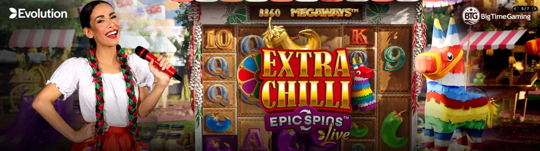 Time4Bets Evolution Big Time Gaming Extra Chilli Epic Spins Live slot game banner