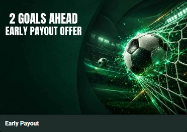 Time4Bets Early Payout promotional offer 2 goals ahead soccer betting