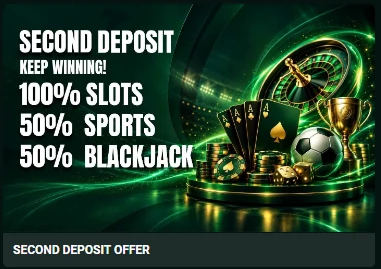 Time4Bets second deposit bonus card offering 100 percent match up to C$500 plus 150 spins for C$50 minimum